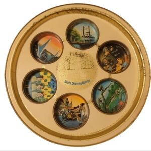 Walt Disney World Tin Souvenir Drink Tray with Attraction Photos Vintage